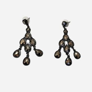 Erica Lyons Black and Gold Chandelier Earrings